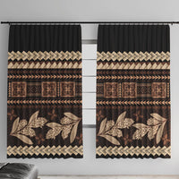 Black Samoa Siapo Teuila Flowers Window Curtain LT14 With Hooks Black - Polynesian Pride