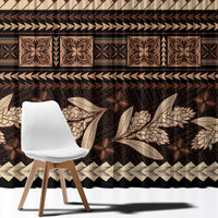 Black Samoa Siapo Teuila Flowers Window Curtain LT14 - Polynesian Pride