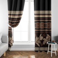 Black Samoa Siapo Teuila Flowers Window Curtain LT14 - Polynesian Pride