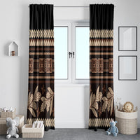 Black Samoa Siapo Teuila Flowers Window Curtain LT14 - Polynesian Pride