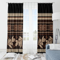 Black Samoa Siapo Teuila Flowers Window Curtain LT14 - Polynesian Pride