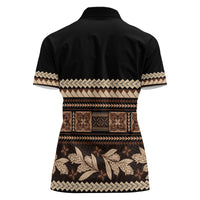 Black Samoa Siapo Teuila Flowers Women Polo Shirt
