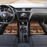 Brown Samoa Siapo Teuila Flowers Car Mats LT14 Set 2pcs - Front Brown - Polynesian Pride