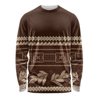Brown Samoa Siapo Teuila Flowers Long Sleeve Shirt LT14 Unisex Brown - Polynesian Pride