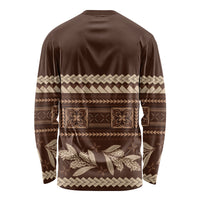 Brown Samoa Siapo Teuila Flowers Long Sleeve Shirt LT14 - Polynesian Pride