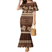Brown Samoa Siapo Teuila Flowers Mermaid Dress LT14 Women Brown - Polynesian Pride