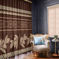 Brown Samoa Siapo Teuila Flowers Window Curtain LT14 - Polynesian Pride