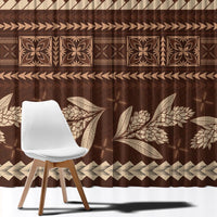 Brown Samoa Siapo Teuila Flowers Window Curtain LT14 - Polynesian Pride
