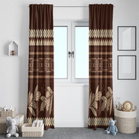 Brown Samoa Siapo Teuila Flowers Window Curtain LT14 - Polynesian Pride