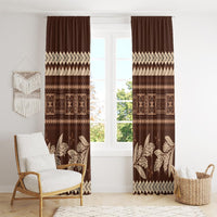 Brown Samoa Siapo Teuila Flowers Window Curtain LT14 - Polynesian Pride