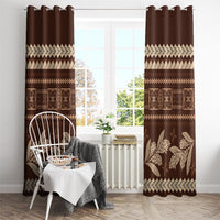 Brown Samoa Siapo Teuila Flowers Window Curtain LT14 - Polynesian Pride