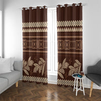Brown Samoa Siapo Teuila Flowers Window Curtain LT14 With Grommets Brown - Polynesian Pride