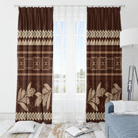 Brown Samoa Siapo Teuila Flowers Window Curtain LT14 - Polynesian Pride