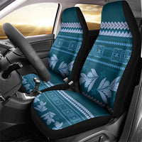 Dark Cyan Samoa Siapo Teuila Flowers Car Seat Cover LT14 - Polynesian Pride