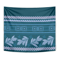 Dark Cyan Samoa Siapo Teuila Flowers Tapestry