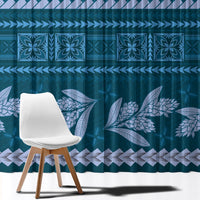 Dark Cyan Samoa Siapo Teuila Flowers Window Curtain LT14 - Polynesian Pride