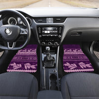 Purple Samoa Siapo Teuila Flowers Car Mats LT14 Set 2pcs - Front Purple - Polynesian Pride