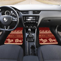 Red Samoa Siapo Teuila Flowers Car Mats LT14 Set 2pcs - Front Red - Polynesian Pride