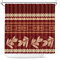 Red Samoa Siapo Teuila Flowers Shower Curtain LT14 Red - Polynesian Pride