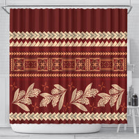 Red Samoa Siapo Teuila Flowers Shower Curtain LT14 - Polynesian Pride