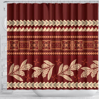 Red Samoa Siapo Teuila Flowers Shower Curtain LT14 - Polynesian Pride