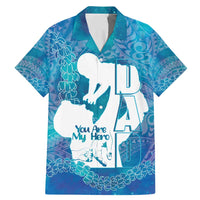 Turquoise Polynesia Father's Day Family Matching Mermaid Dress and Hawaiian Shirt Dad You Are My Hero LT14 Dad's Shirt - Short Sleeve Turquoise - Polynesian Pride