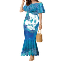Turquoise Polynesia Father's Day Family Matching Mermaid Dress and Hawaiian Shirt Dad You Are My Hero LT14 Mom's Dress Turquoise - Polynesian Pride