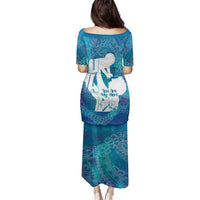 Turquoise Polynesia Father's Day Family Matching Puletasi and Hawaiian Shirt Dad You Are My Hero LT14 - Polynesian Pride