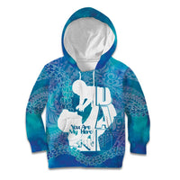 Turquoise Polynesia Father's Day Kid Hoodie Dad You Are My Hero