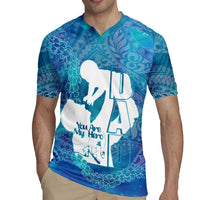 Turquoise Polynesia Father's Day Rugby Jersey Dad You Are My Hero
