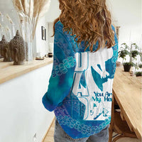 Turquoise Polynesia Father's Day Women Casual Shirt Dad You Are My Hero