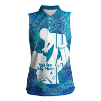 Turquoise Polynesia Father's Day Women Sleeveless Polo Shirt Dad You Are My Hero LT14 Female Turquoise - Polynesian Pride