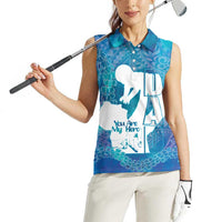 Turquoise Polynesia Father's Day Women Sleeveless Polo Shirt Dad You Are My Hero LT14 - Polynesian Pride