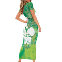 Green Polynesia Father's Day Family Matching Short Sleeve Bodycon Dress and Hawaiian Shirt Dad You Are My Hero LT14 - Polynesian Pride