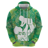 Green Polynesia Father's Day Hoodie Dad You Are My Hero