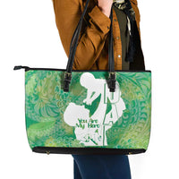 Green Polynesia Father's Day Leather Tote Bag Dad You Are My Hero LT14 - Polynesian Pride