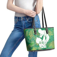 Green Polynesia Father's Day Leather Tote Bag Dad You Are My Hero LT14 - Polynesian Pride