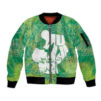 Green Polynesia Father's Day Sleeve Zip Bomber Jacket Dad You Are My Hero LT14 Unisex Green - Polynesian Pride