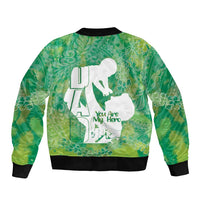 Green Polynesia Father's Day Sleeve Zip Bomber Jacket Dad You Are My Hero LT14 - Polynesian Pride