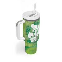 Green Polynesia Father's Day Tumbler With Handle Dad You Are My Hero LT14 - Polynesian Pride