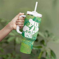 Green Polynesia Father's Day Tumbler With Handle Dad You Are My Hero LT14 - Polynesian Pride