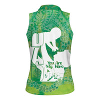 Green Polynesia Father's Day Women Sleeveless Polo Shirt Dad You Are My Hero LT14 - Polynesian Pride