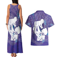 Purple Polynesia Father's Day Couples Matching Tank Maxi Dress and Hawaiian Shirt Dad You Are My Hero LT14 - Polynesian Pride