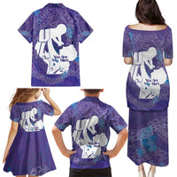 Purple Polynesia Father's Day Family Matching Puletasi and Hawaiian Shirt Dad You Are My Hero