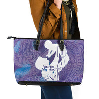 Purple Polynesia Father's Day Leather Tote Bag Dad You Are My Hero LT14 - Polynesian Pride