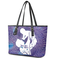 Purple Polynesia Father's Day Leather Tote Bag Dad You Are My Hero LT14 - Polynesian Pride