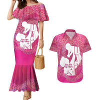 Pink Polynesia Father's Day Couples Matching Mermaid Dress and Hawaiian Shirt Dad You Are My Hero LT14 Pink - Polynesian Pride