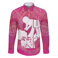 Pink Polynesia Father's Day Family Matching Off The Shoulder Long Sleeve Dress and Hawaiian Shirt Dad You Are My Hero