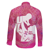 Pink Polynesia Father's Day Family Matching Off Shoulder Maxi Dress and Hawaiian Shirt Dad You Are My Hero