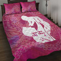 Pink Polynesia Father's Day Quilt Bed Set Dad You Are My Hero